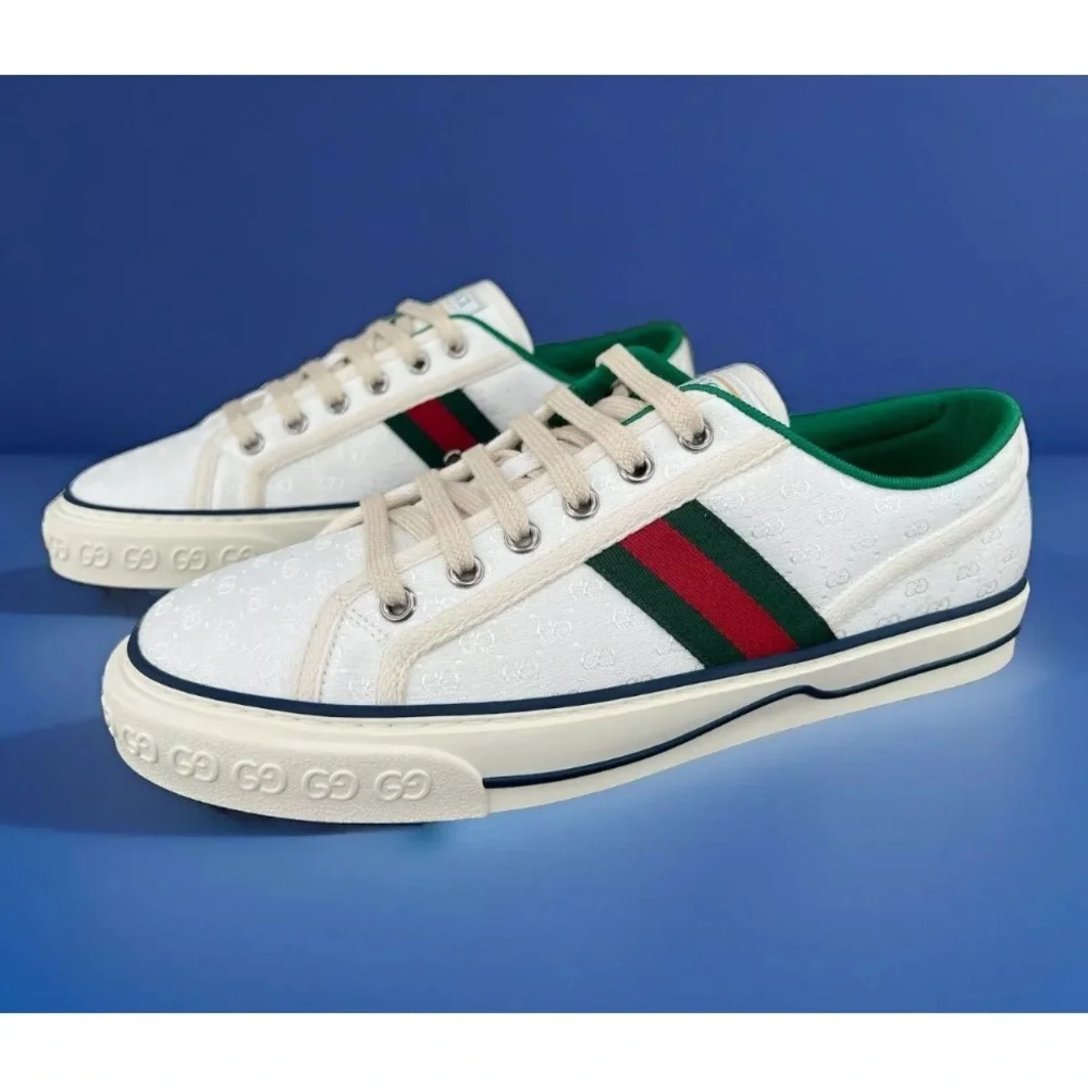 Gucci Tennis 1977 Women GG 625787 Monogram Sylvie Fabric Logo Sneakers EU 41 - Picture 3 of 12